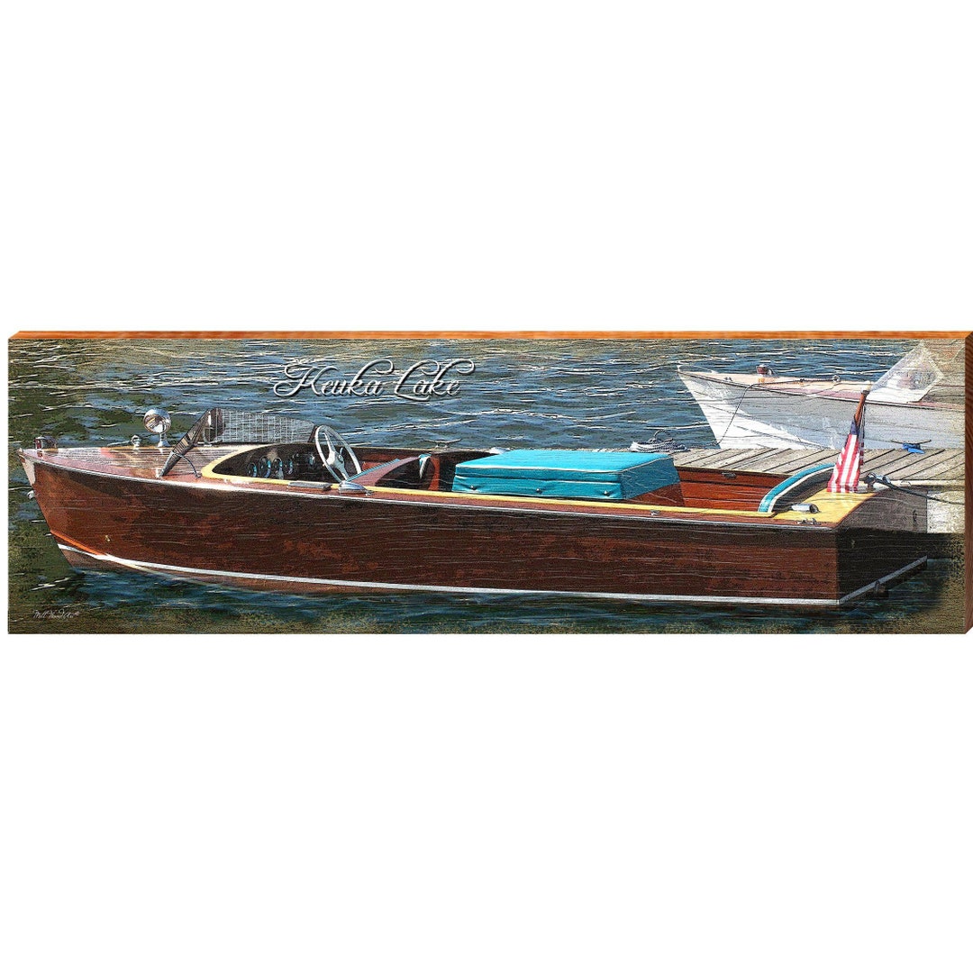 Keuka Lake Vintage Boat CRO1 Wall Art Print on Real Wood Etsy