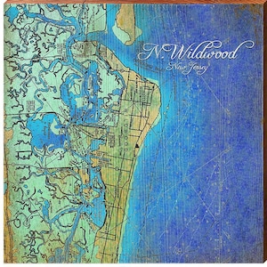 North Wildwood, NJ Map Home Decor Art Print on Real Wood image 1