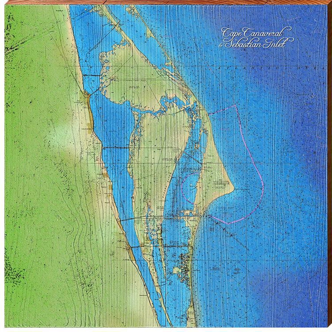 Cape Canaveral to Sebastian Inlet Florida Topographical - Etsy