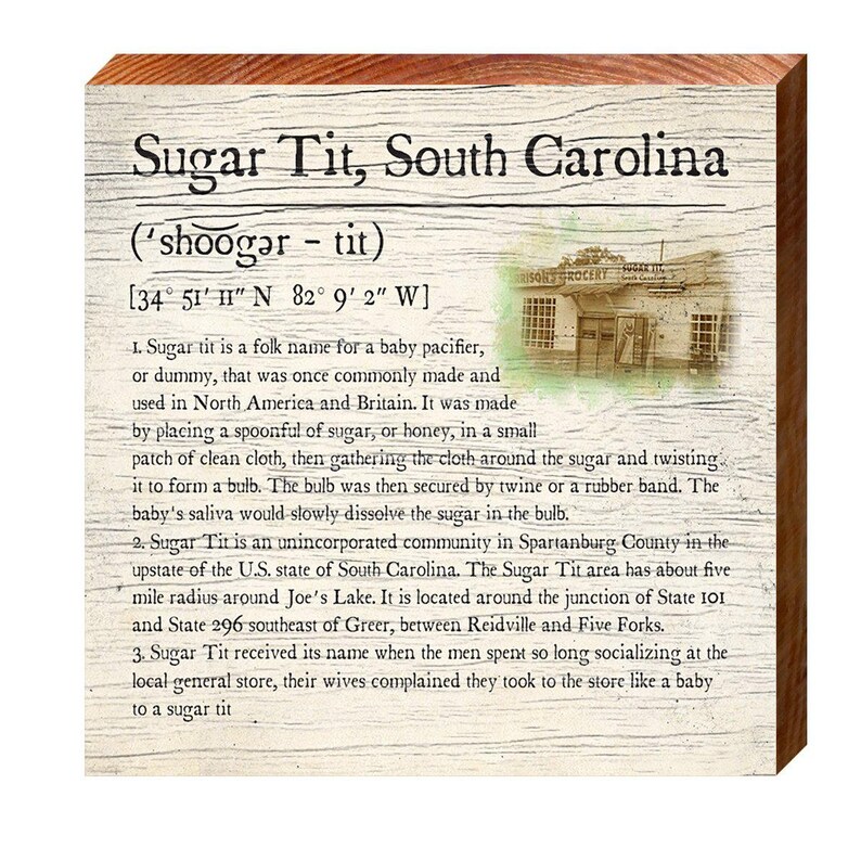 Sugar Tit South Carolina Definition Wall Art Print on Real Etsy