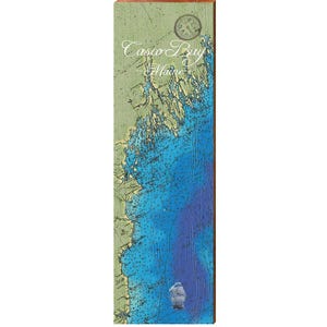 Casco Bay, Maine Mapa Placa de madeira | Impressão de arte de parede em madeira real