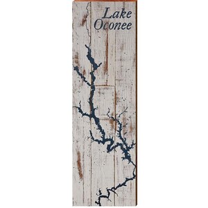 Lake Oconee, Georgia Karte Holzschild | Wand-Kunstdruck auf Echtholz