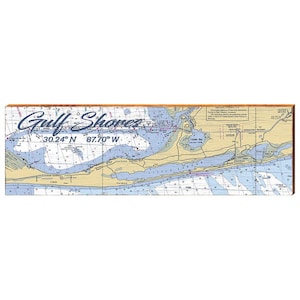 Gulf Shores, Alabama Carte Latitude Longitude Panneau En Bois | Impression d'art mural sur bois véritable