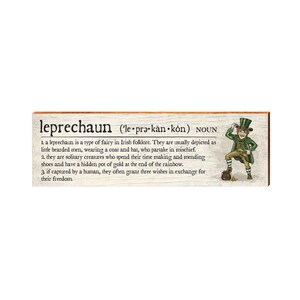 Leprechaun Definition Wooden Sign | Wall Art Print on Real Wood