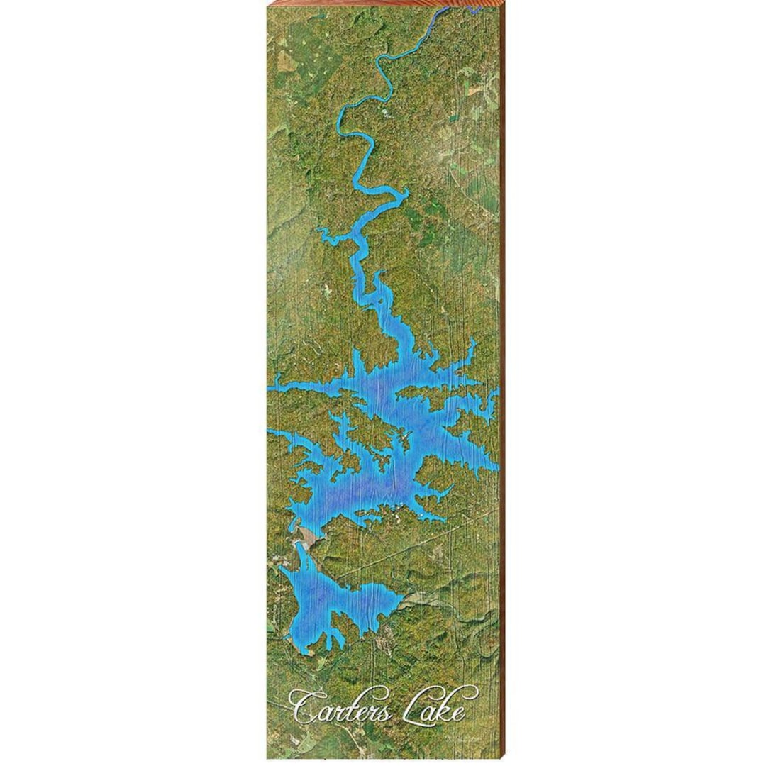 Carters Lake, Georgia Map Wooden Sign | Wall Art Print on Real Wood - Etsy