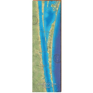 Kaart van Indian River, Florida | Muurkunstafdruk van echt hout