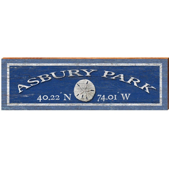 Asbury Park Sand Dollar Navy Latitude Longitude POI1 Etsy UK