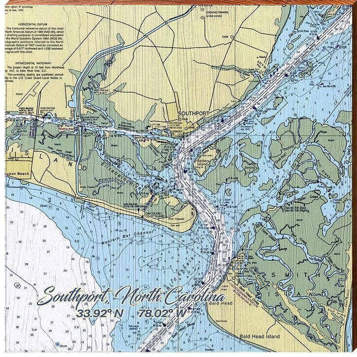 Southport North Carolina Map Wooden Sign Wall Art Print on Etsy