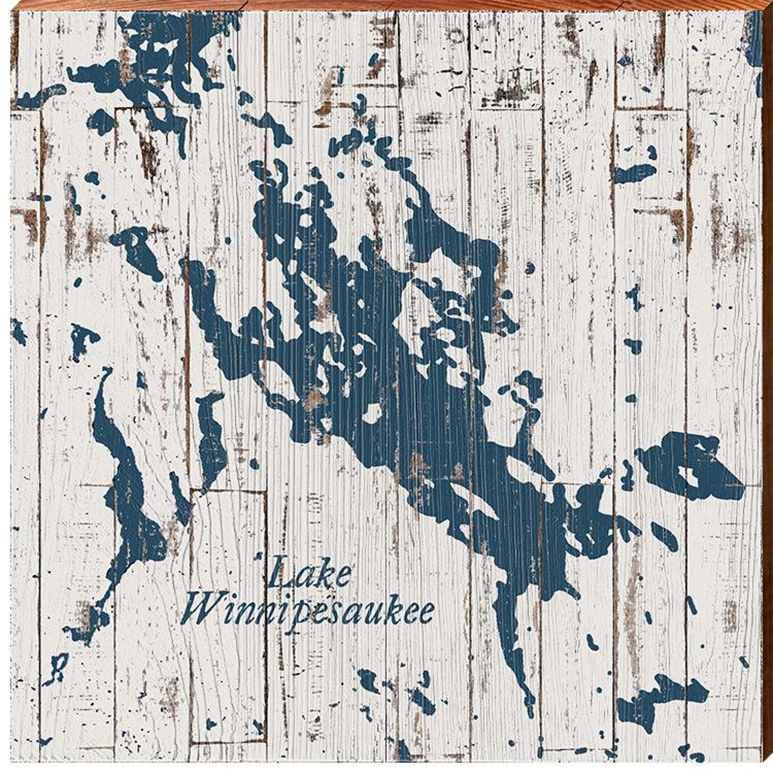 Lake Winnipesaukee Shabby Map Home Decor Art Print on Real | Etsy