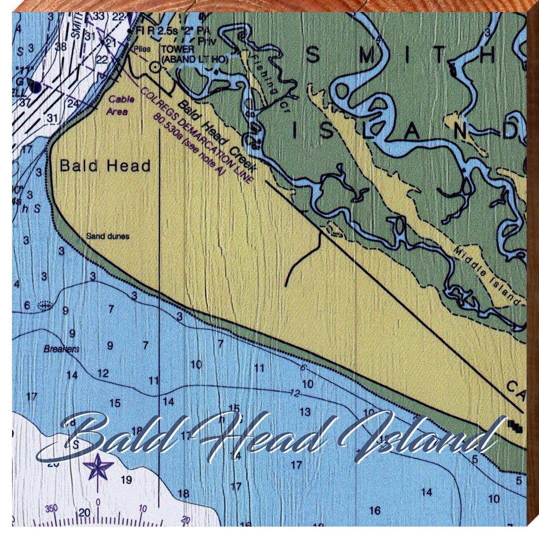 Bald Head Island NOAA Chart Map Wall Art Print on Real Wood - Etsy