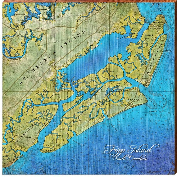 Map Of Fripp Island Sc Fripp Island South Carolina Map Wall Art Print On Real Wood - Etsy Canada