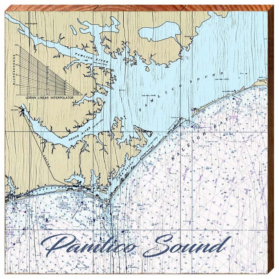 Pamlico Sounds, North Carolina Navigational Styled Chart Wall Art Wall