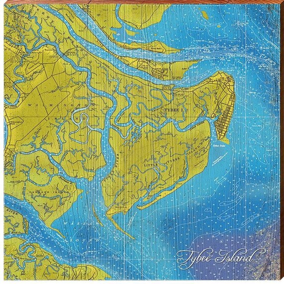 Tybee Island Georgia Map Wooden Sign Wall Art Print on Real - Etsy