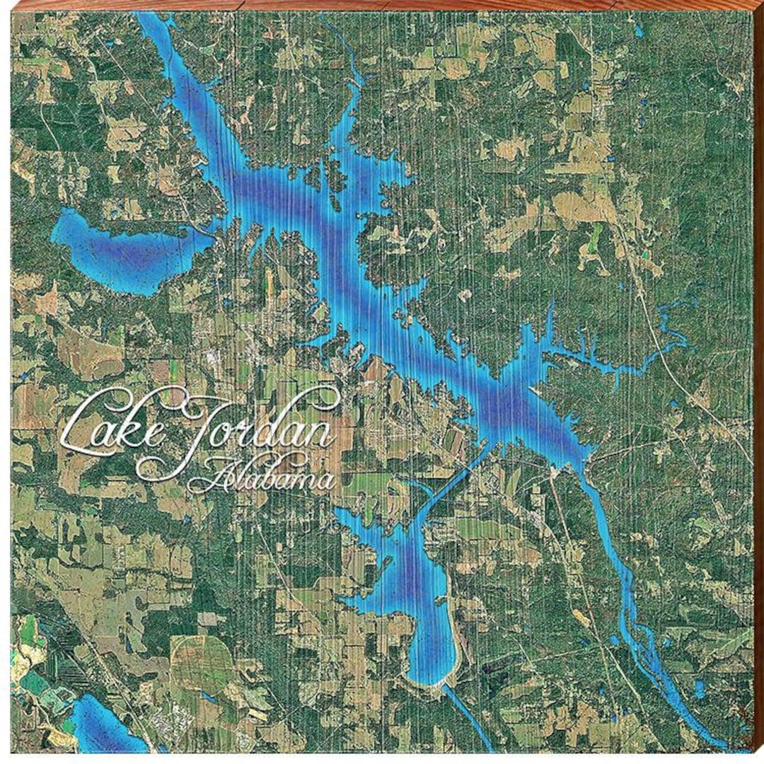 Lake Jordan Alabama Satellite Map Etsy