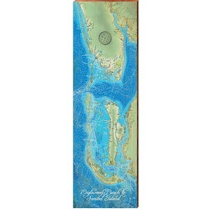 Englewood Beach naar Sanibel Island, Florida kaart houten bord | Muurkunstafdruk op echt hout