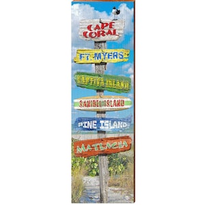 Cape Coral, Florida Wegweiser aus Holz | Wand-Kunstdruck auf Echtholz