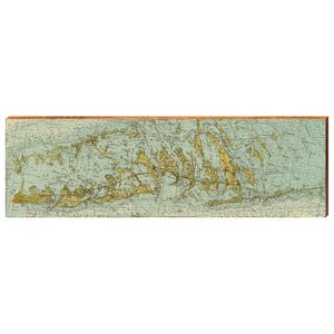 Carte de navigation de Key West à Big Pine Key, Floride - Art mural sans texte | Impression d'art mural sur bois véritable