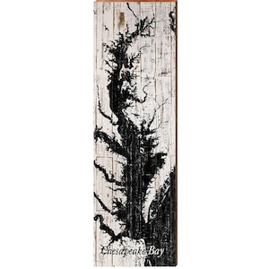 Panneau en bois Carte de la baie de Chesapeake | Impression d'art mural sur bois véritable