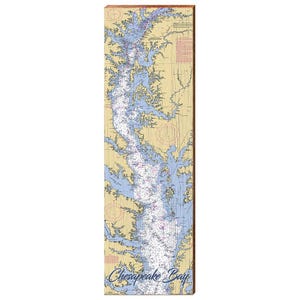 Chesapice Bay, Maryland Karte Holzschild | Wand-Kunstdruck auf Echtholz