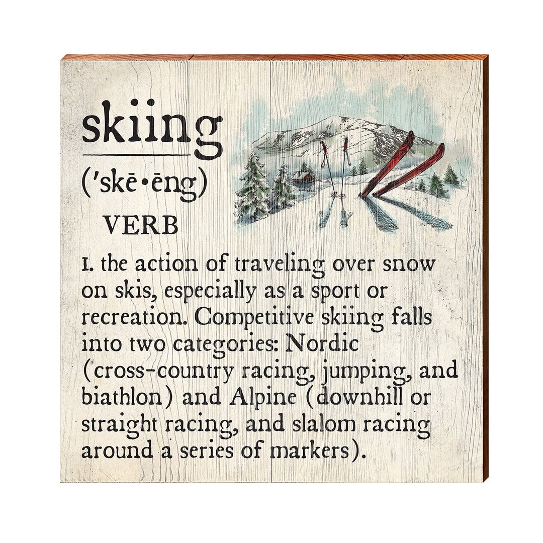 Skiing Definition Wooden Sign Wall Art Print on Real Wood Etsy