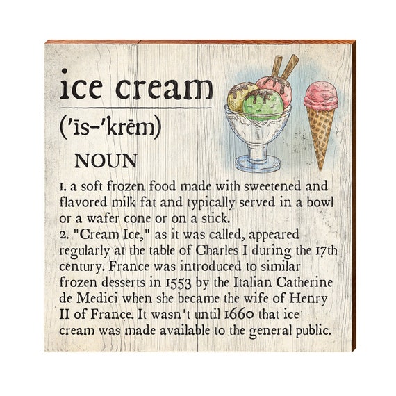 Ice Cream Definition Wooden Sign Wall Art Print on Real Wood Etsy