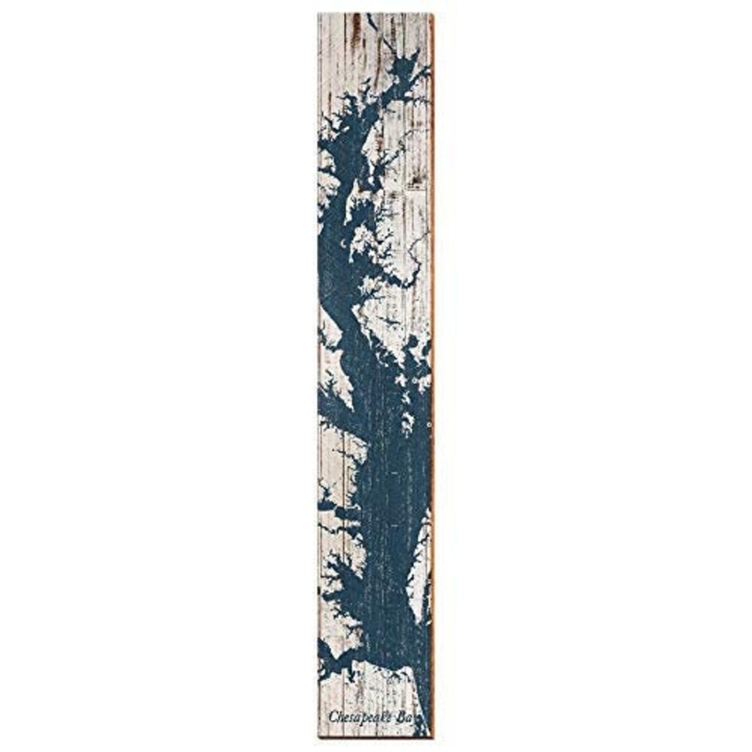 The Chesapeake Bay Navy & White Shabby Map Large | Size: 9.5