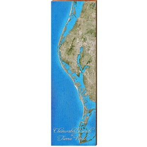 Clearwater Beach to Tierra Verde Map Wall Art Print on Real Wood image 1
