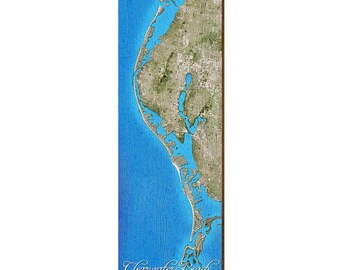 Clearwater Beach to Tierra Verde Map | Wall Art Print on Real Wood