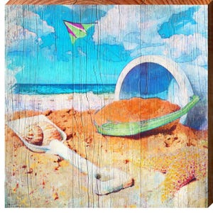 Beach Life Memories | Wall Art Print on Real Wood