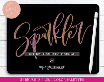 Glitter Lettering Procreate Brushes – Sparkler Calligraphy Set (Digital Download)