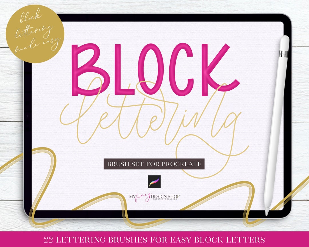 Block Lettering Procreate Brushes – Digital Calligraphy Set (PDF Guide ...