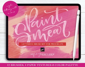 Paint Smear Lettering Procreate Brushes - Digital Acrylic (Digital Download)