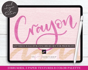 Crayon Procreate Lettering and Illustrating Brushes - Digital Art - Texture Brushes