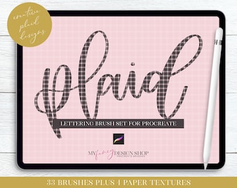 Plaid Lettering Procreate Brushes - Calligraphy Pens - Digital Handlettering - Seamless Pattern Brush