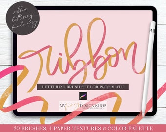 Ribbon Lettering Procreate Brushes - Calligraphy Brush - Digital Handlettering