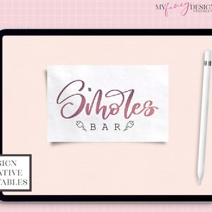 May include: A digital illustration of a pink and red logo with the text "Simples Bar" in a handwritten font. The logo is on a white background.