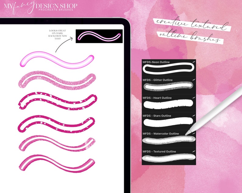 Outline Lettering Procreate Brushes Digital Lettering - Etsy