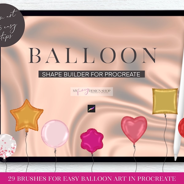 Balloon Shape Procreate Builder - Foil Balloon Procreate Stamps - Digital Art Brushes