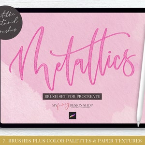 Metallics Lettering Procreate Brushes - Digital Texture Calligraphy Brush Set