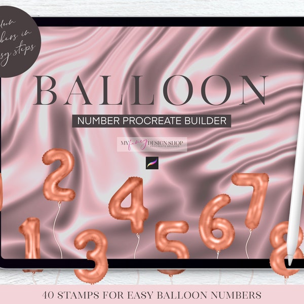 Ballon Zahl Procreate Ersteller - Folienballon Procreate Stempel - Digital Art Brushes
