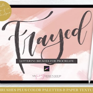 Ausgefranste Schriftzug Procreate Pinsel - Digitale Textur Kalligraphie Pinsel Set