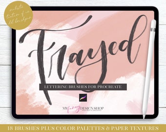 Frayed Lettering Procreate Brushes - Digital Texture Calligraphy Brush Set
