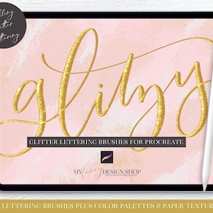 Glitzy Lettering Procreate Brushes - Glitter Digital Brushes - Shimmer Calligraphy Brush