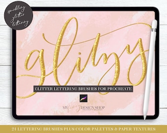 Glitzy Lettering Procreate Brushes - Glitter Digital Brushes - Shimmer Calligraphy Brush