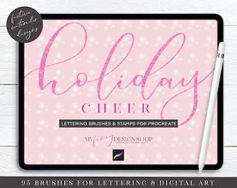 Christmas Procreate Brushes – Holiday Lettering & Watercolor Stamps (Digital Download)