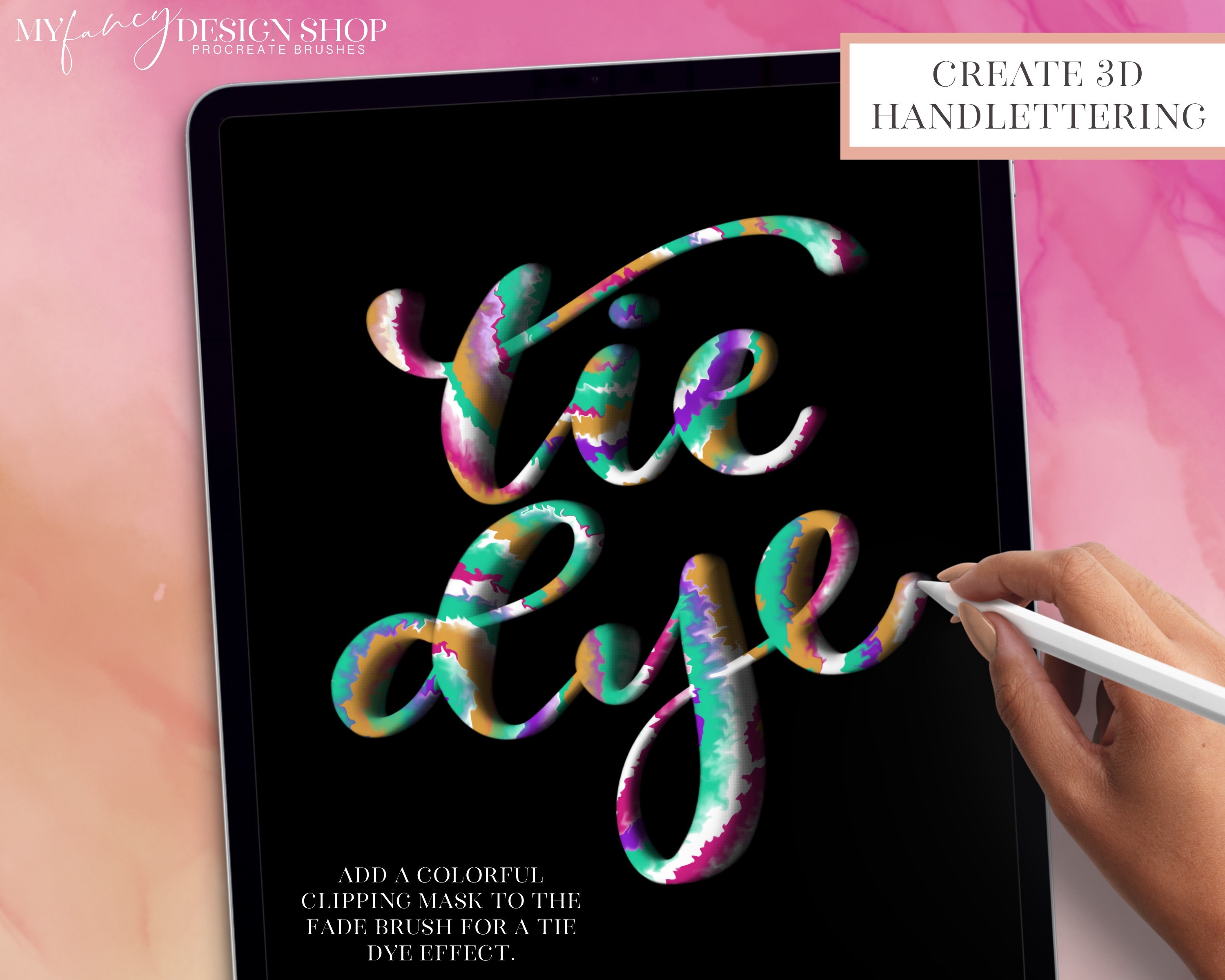 Fade Lettering Procreate Brushes - Shadow Lettering Brush Set - Digital ...