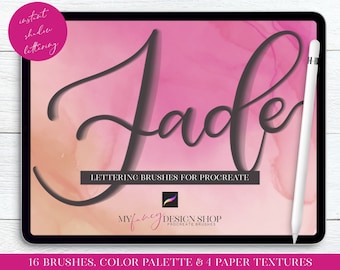 Fade Lettering Procreate Brushes - Shadow Lettering Brush Set - Digital Calligraphy