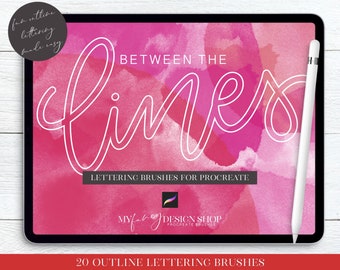 Outline Lettering Procreate Brushes - Between the Lines Set (Digital Download)