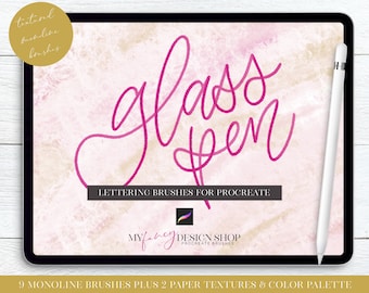 Glass Pen Lettering Procreate Brushes - Digital Calligraphy - Handlettering Brushes