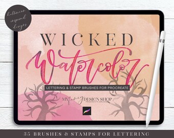 Halloween Watercolor Brush Set - Procreate Lettering & Stamps (Digital Download)